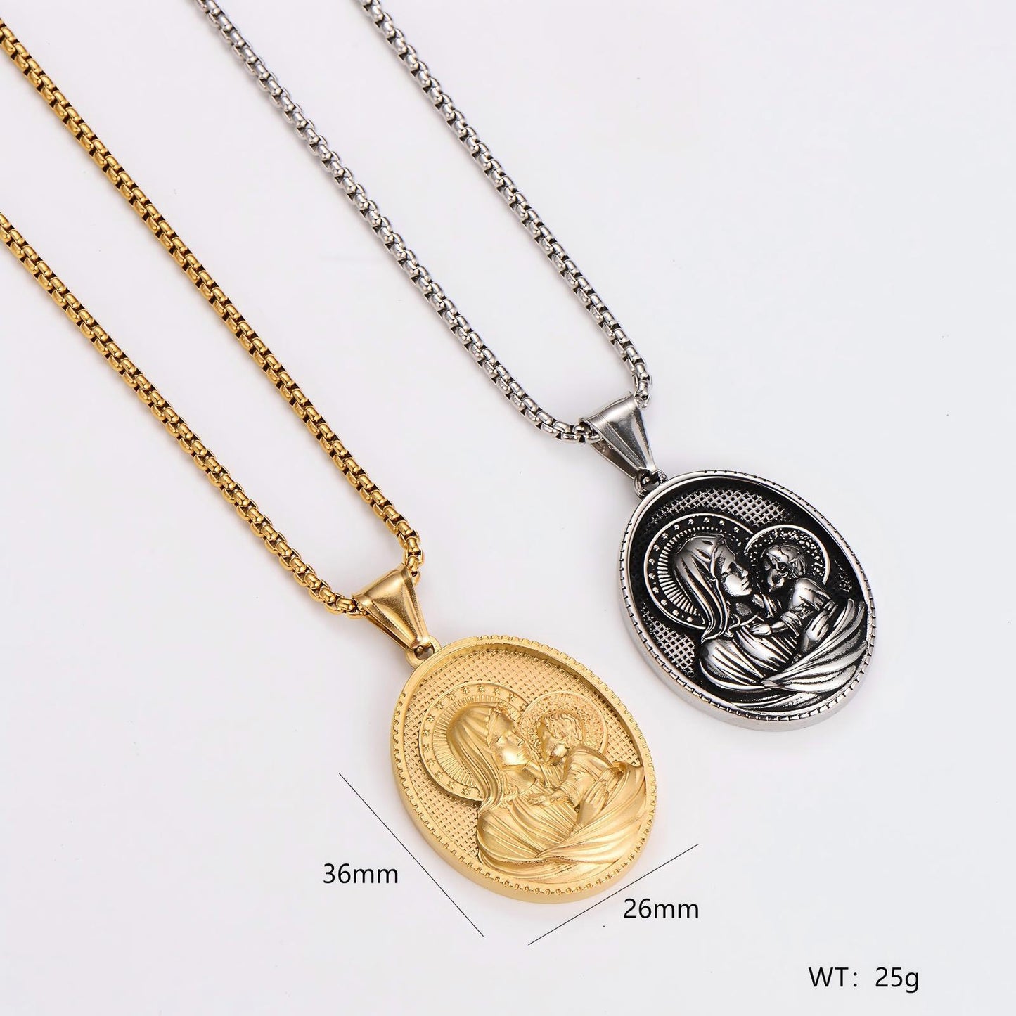 1. Pvanderful Virgin Mary Pendant Necklace Titanium Steel For Women European Retro Style Jewelry Gift