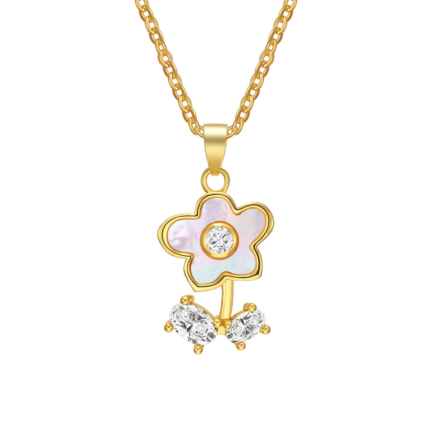 European And American Accessories Zircon Shell Flower Necklace