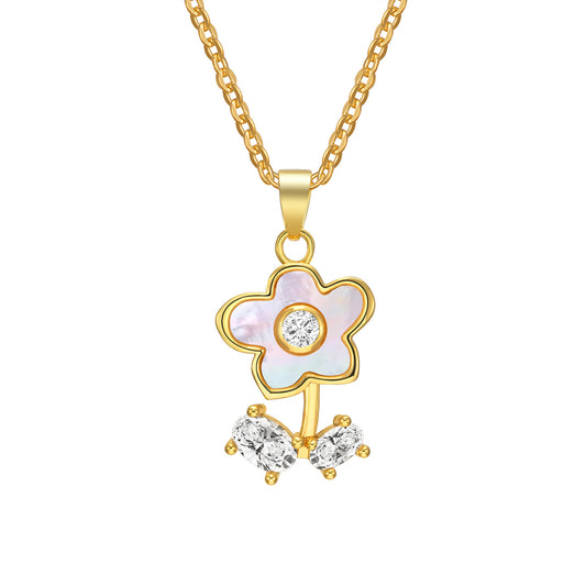 European And American Accessories Zircon Shell Flower Necklace