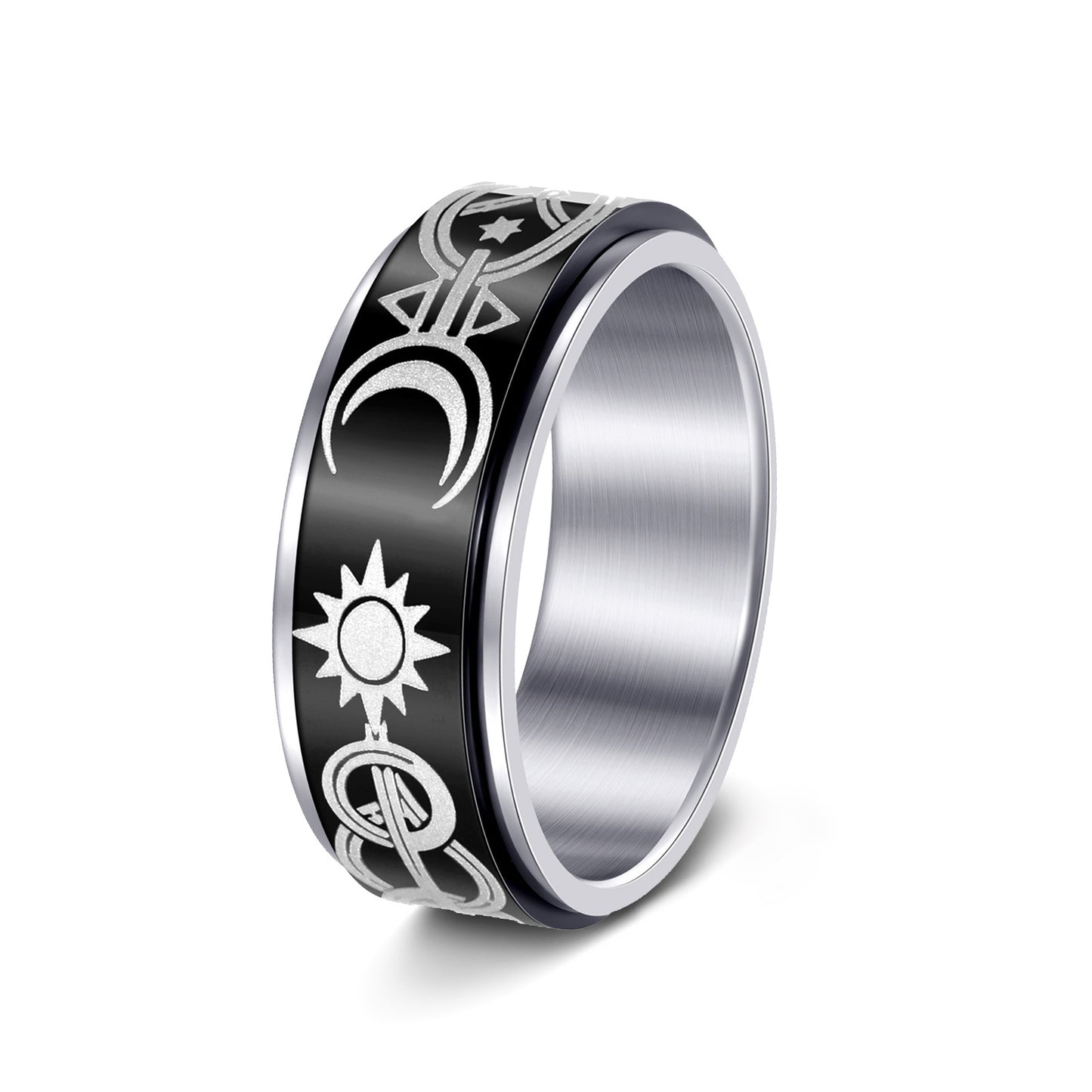 Rotating Star Moon Spinner Ring Planderful Everyday Genie Decompression Jewelry For Men And Unisex
