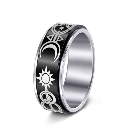 Rotating Star Moon Spinner Ring Planderful Everyday Genie Decompression Jewelry For Men And Unisex