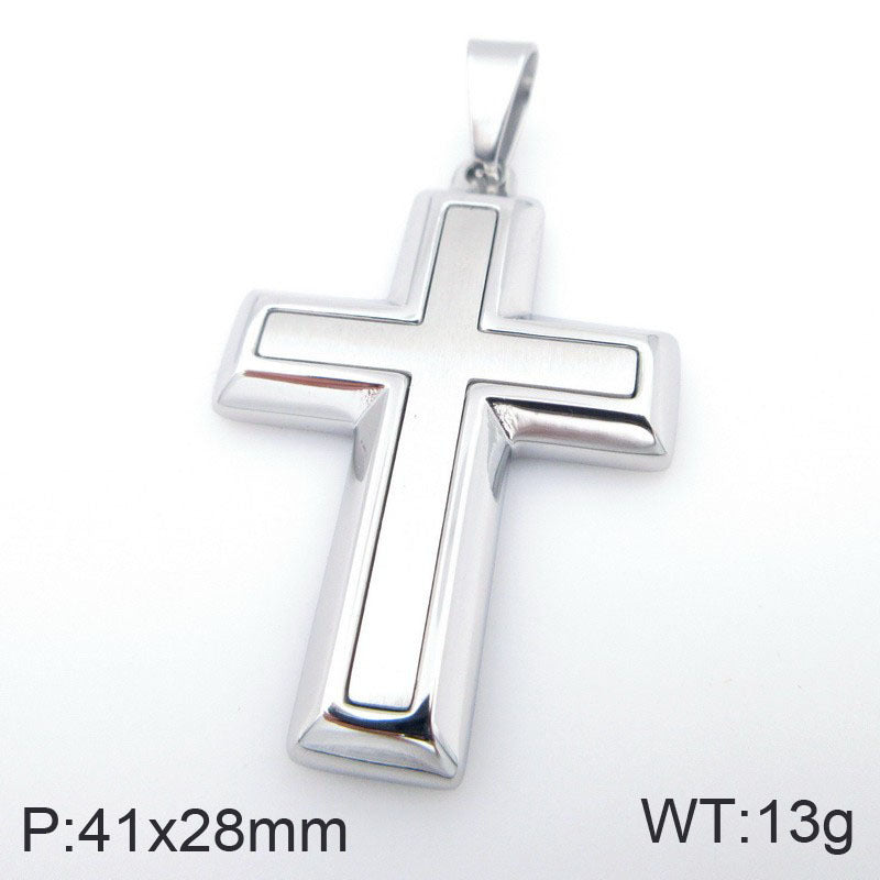 Planderful Stainless Steel Pendant Two Tone Cross Men Retro