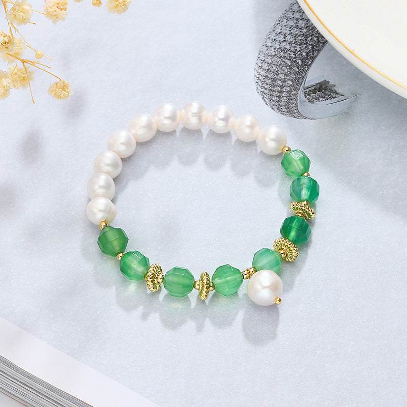 Fortune's Favor Natural Crystal and Pearl Sterling Silver Bracelet