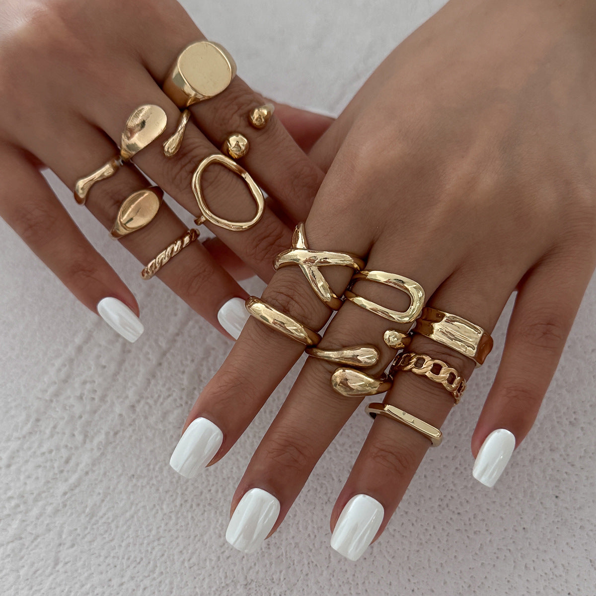 Planderful Vienna Verve Geometric Ring With Liquid Joint Design For Women Modern Minimal Metal Jewelry