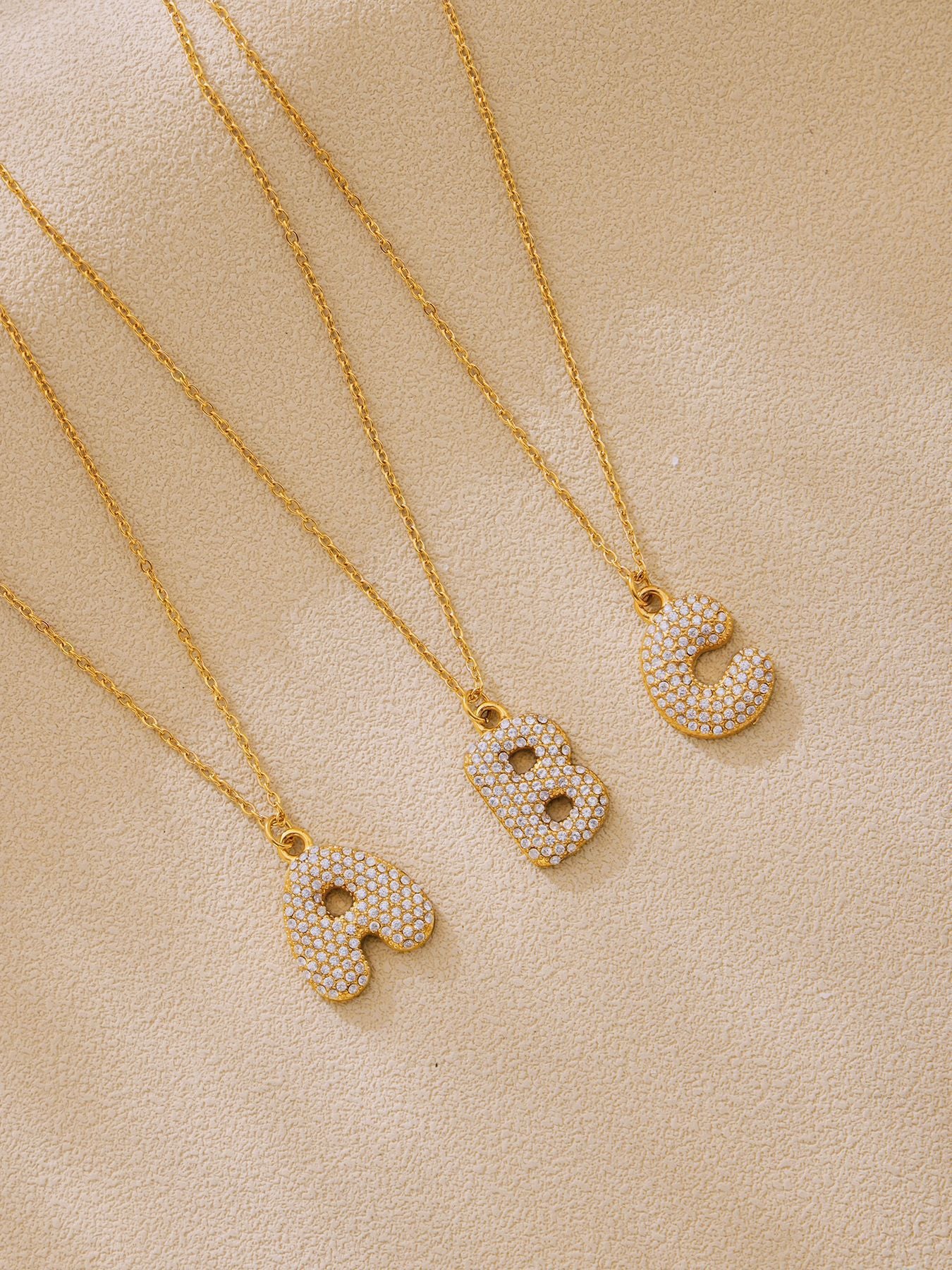 Planderful 26 Letter Zircon Necklace Gold Plated Hip Hop