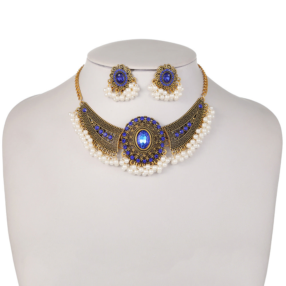 Sky Feather Diamond Pearl Jewelry Set - Ethnic & Bohemian Statement Pieces