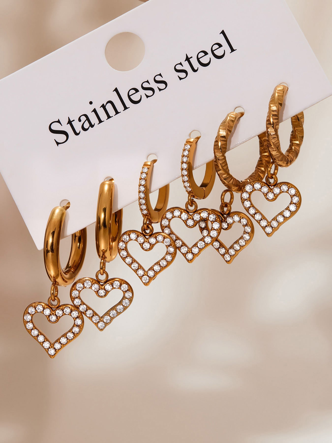 Planderful Peach Heart Hollow Titanium Earrings For Women