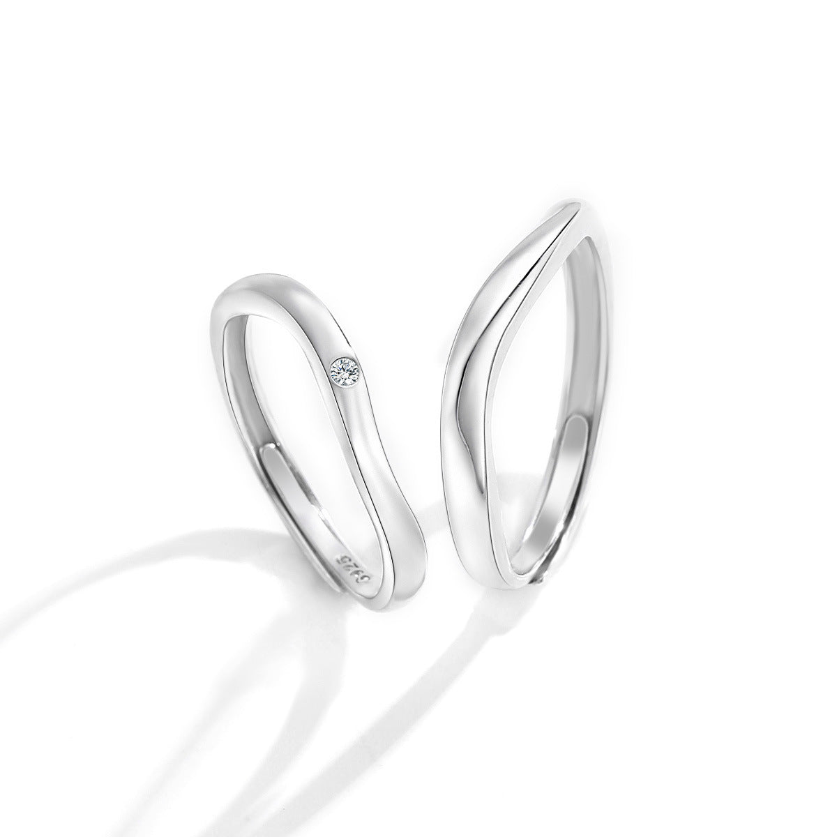 Planderful S925 Couple Rings – Simple Irregular Design for Valentine's Day