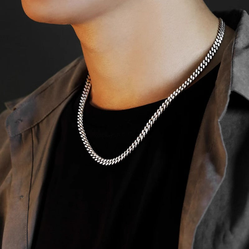 Planderful Jewelry Mens Titanium Steel Cuban Chain Necklace Premium Hip Hop Style Gift