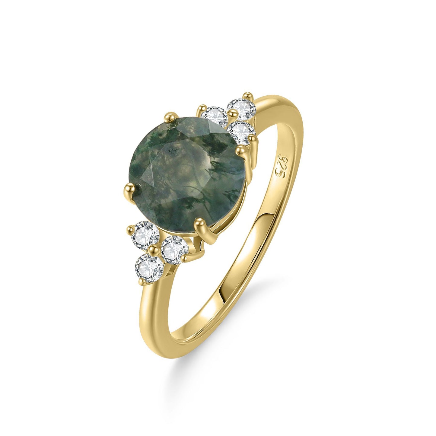 Amazon 1.9 Carat Moss Gemstone Ring S925 Silver Agate