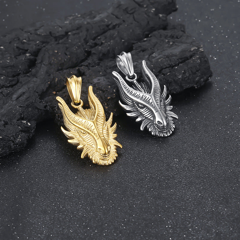Customizable Retro Zodiac Pendant for Men - European and American Punk Style in Vacuum Electroplated Titanium Steel