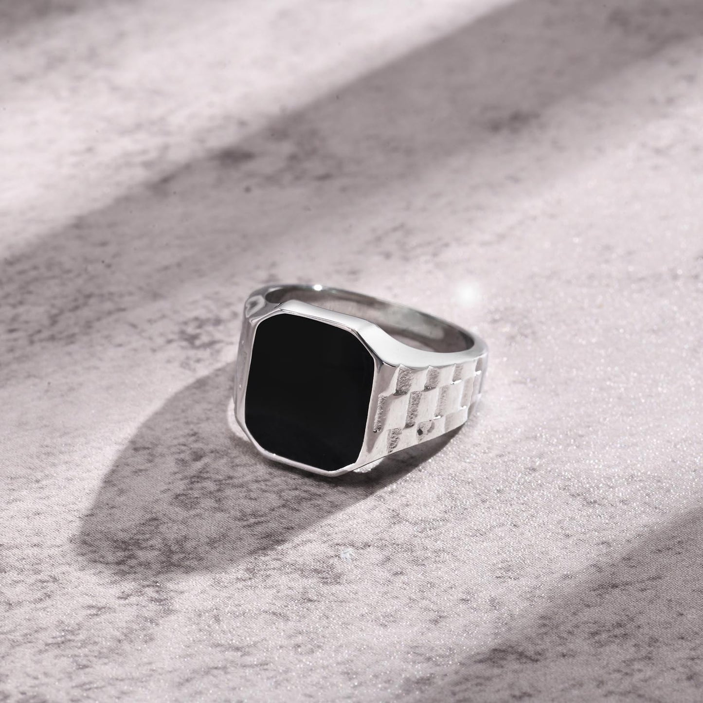 Jewelry Stainless Steel Men's Square Epoxy Ring for Men