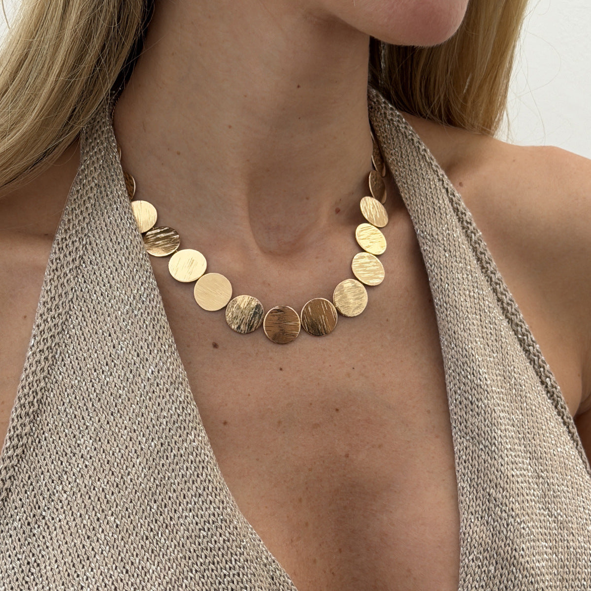 Geometric Coin Disc Necklace
