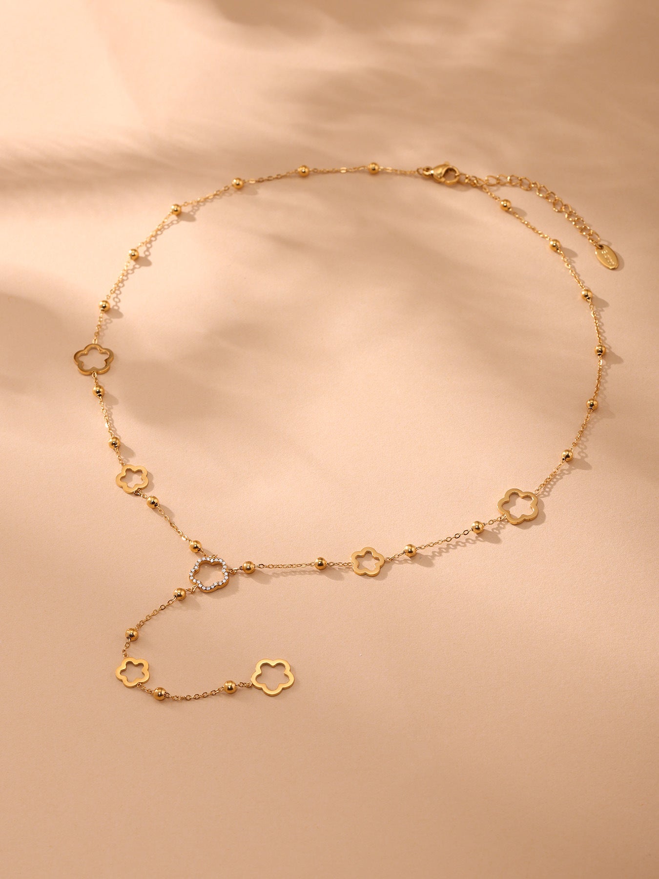 Planderful Women Stainless Steel Tassel Zircon Necklace