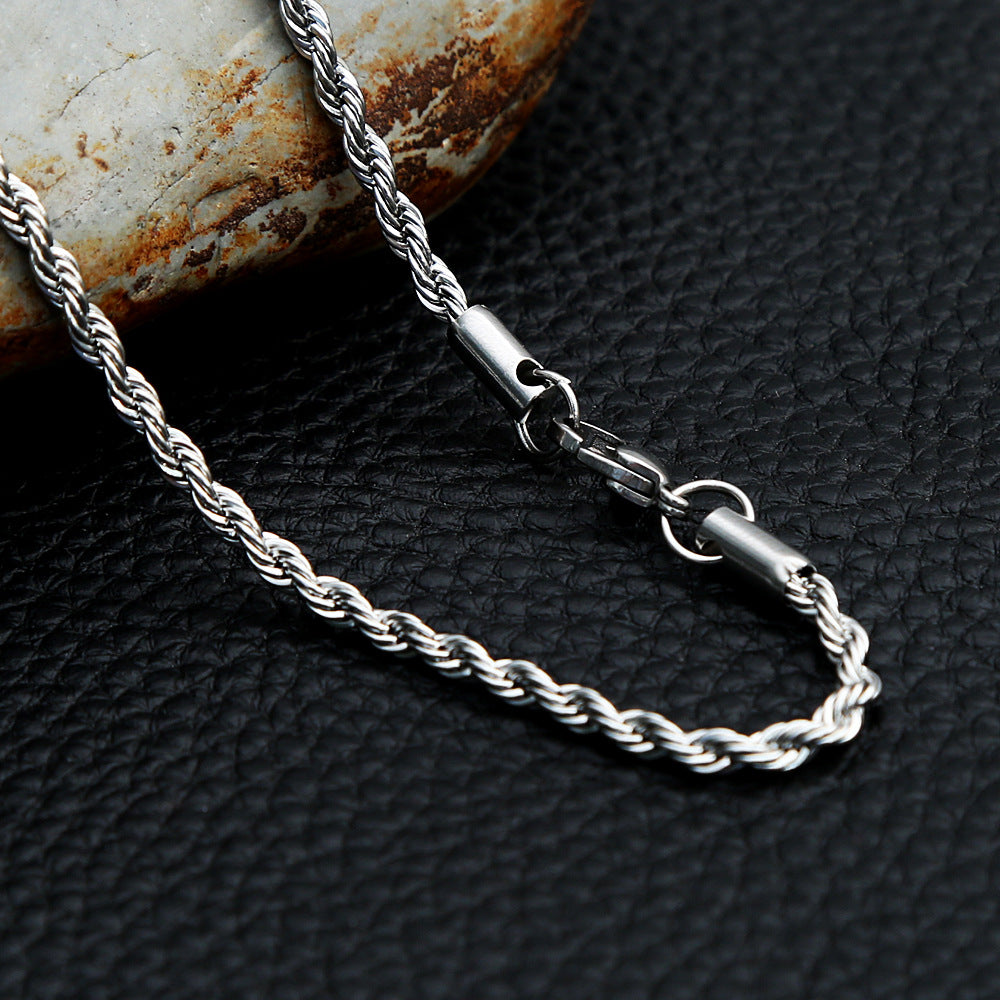 Pearl Bead Chain DIY Stainless Steel Men's Pendant Necklace