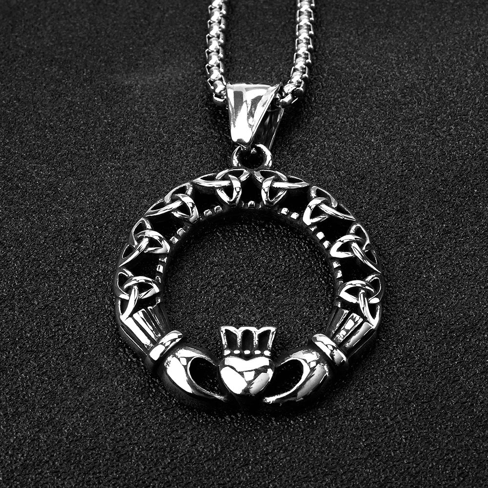 European And American Retro Stainless Steel Men's Pendant Personalized Viking Celtic Knot Necklace For Men