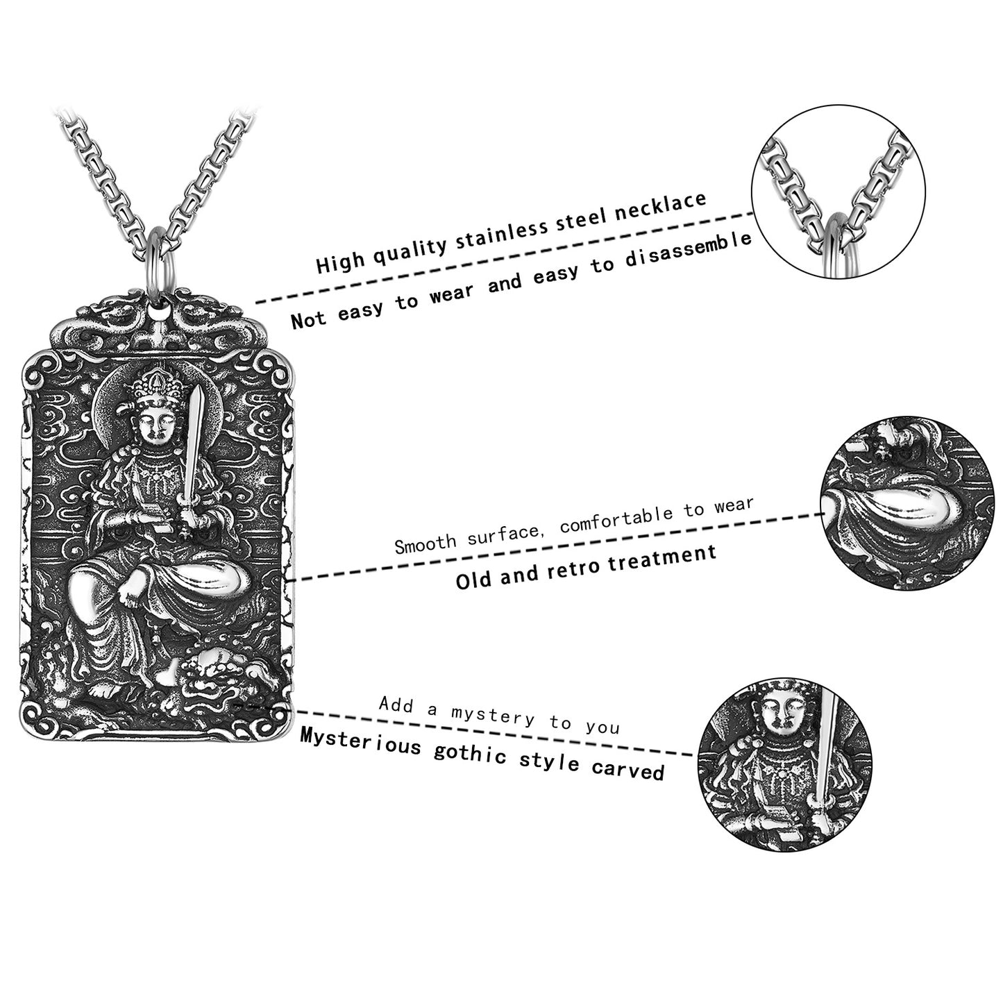 Steel Necklace - Elegant Buddha Bodhisattva Eight Gods