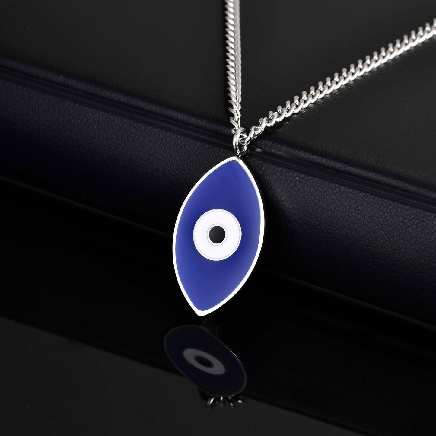 In Europe & America Men's Street Hip Hop Stainless Steel Corrosive Epoxy Devil's Eye Necklace