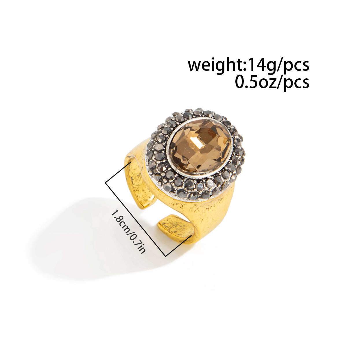 Planderful Vienna Verve Vintage Geometric Inlaid Zircon Open Ring Handcrafted Statement Jewelry For Women