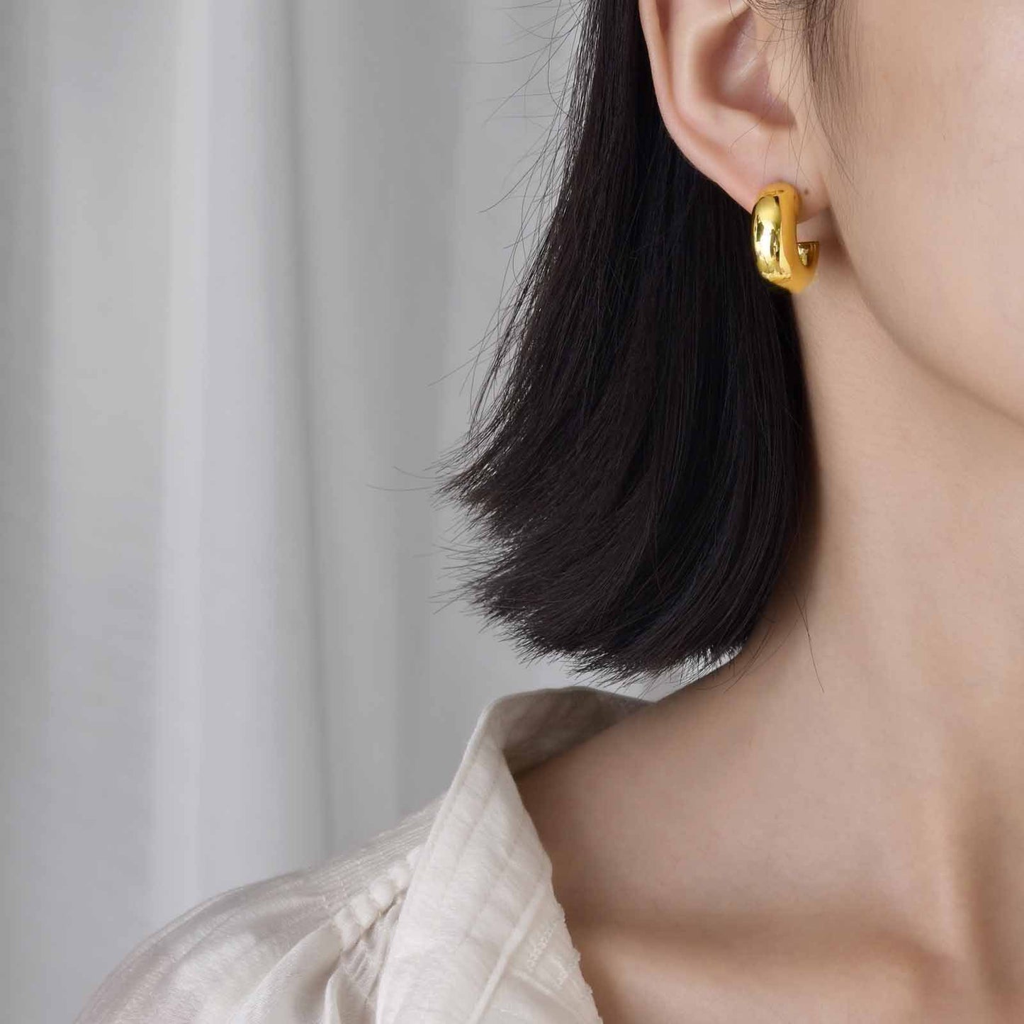 European And American Earrings C Shaped Gold Women's Wholesale