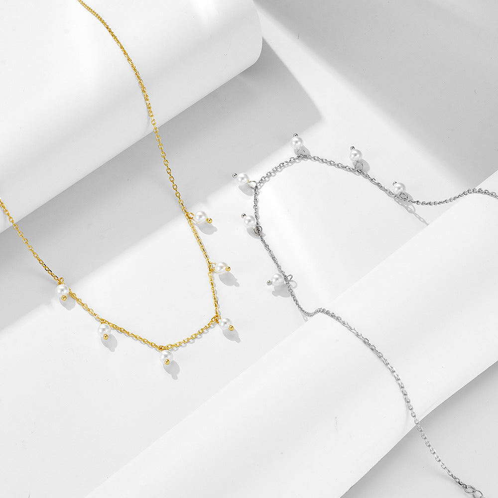 Retro Style Sterling Silver Necklace Shell Pearl High Elegant
