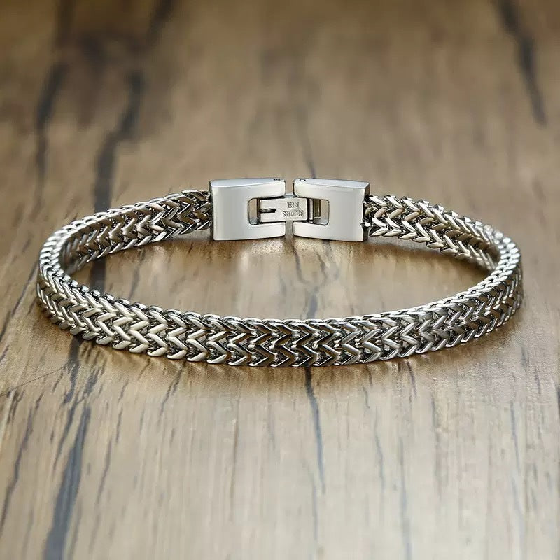 Planderful Titanium Steel Roman Chain Bracelet For Men Durable Versatile Retro Fashion Jewelry