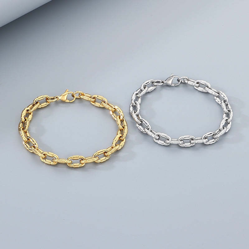 Planderful Unisex Hip Hop Stainless Steel Bracelet