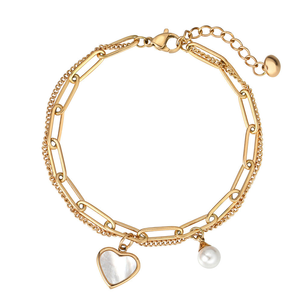 Mother Of Pearl Titanium Steel Bracelet For Women By Planderful Everyday Genie Statement Jewelry