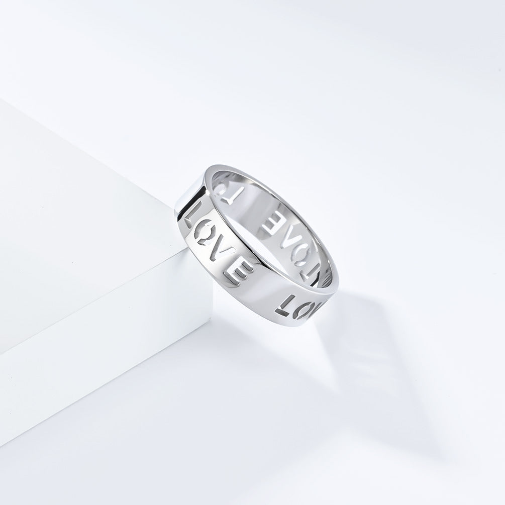 6Mm Wide Cross-Border Simple LOVE Titanium Steel Ring