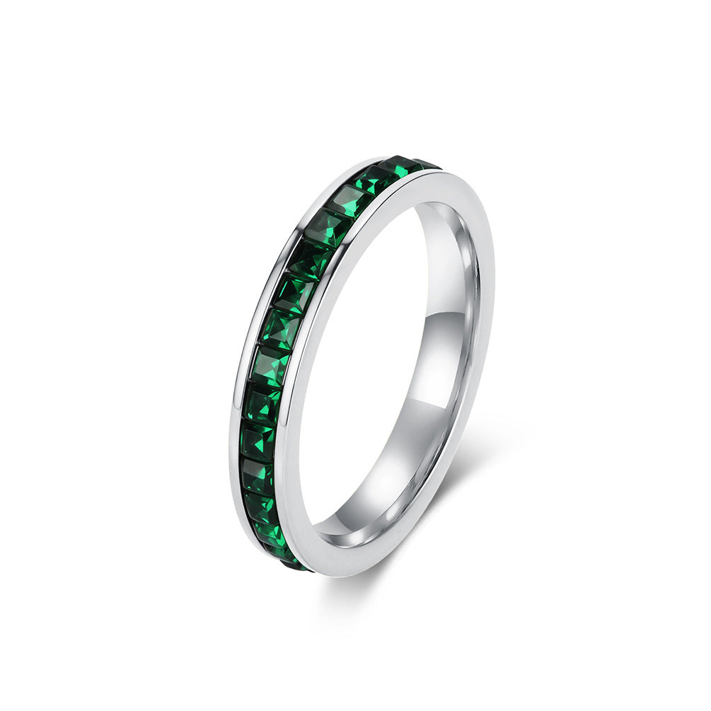 Stainless Steel Emerald Ring
