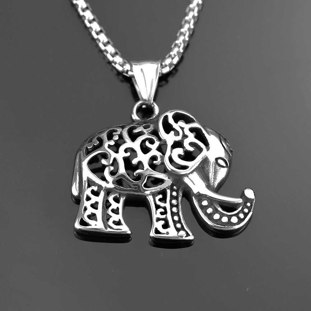 Retro Stainless Steel Men's Pendant Personalized Elephant Necklace