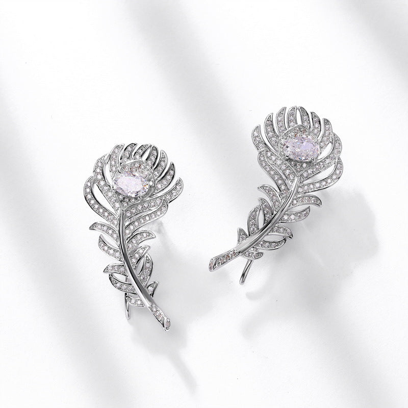 S925 Sterling Silver High-Carbon Stone Flower Stud Earrings