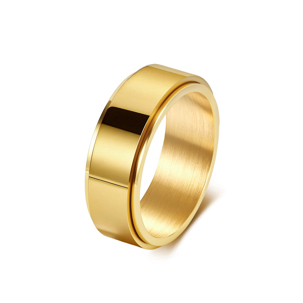 Smooth Surface Rotating Ring Stainless Steel Vacuum Gold Plating Laser