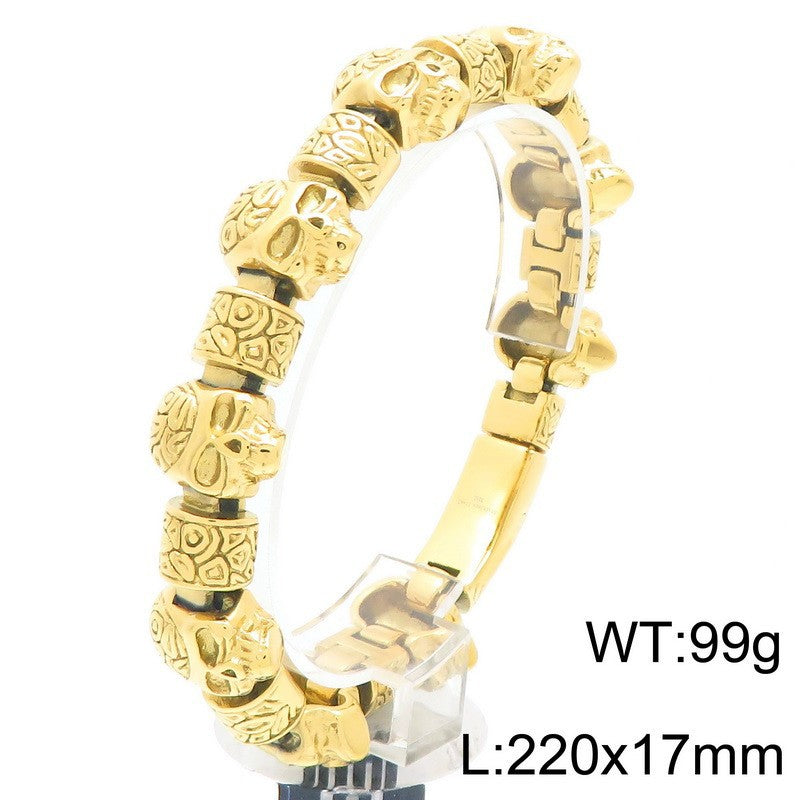 Planderful Skull Bracelet For Men Engraved Stainless Steel