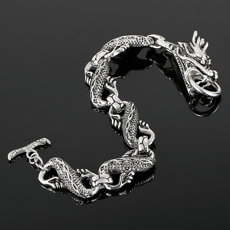 Antique Dragon Head Stainless Steel Men's Bracelet