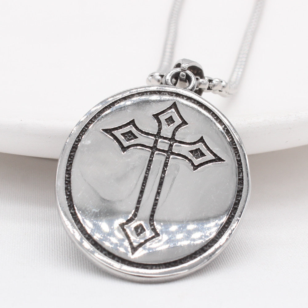 Titanium Steel Heart Cross Pendant Necklace For Men And Women Planderful Genie Unisex Jewelry Protective Statement