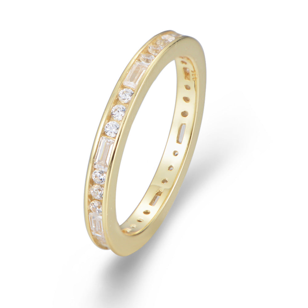 Single Row Full Of Zircon Sterling Silver Ring Sense