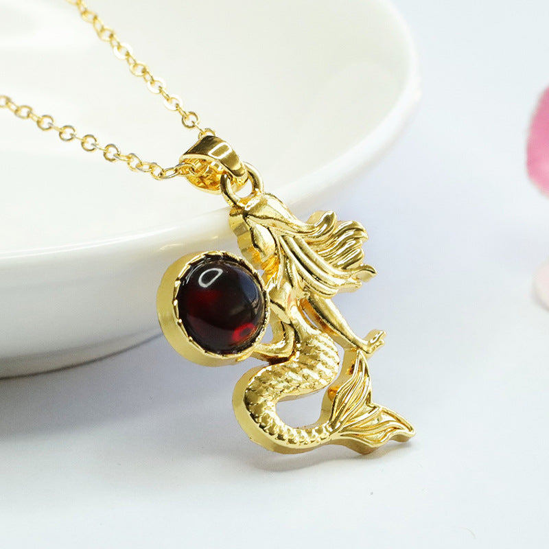 Mermaid Pendant Jewelry made of Authentic Beeswax Amber