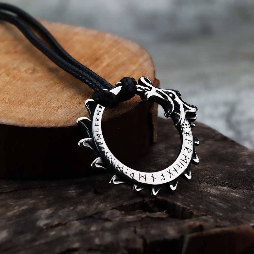 Nordic Retro Stainless Steel Men's Pendant Viking Luna Necklace