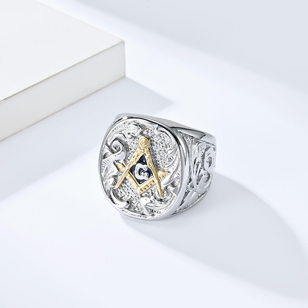 Freemasonry Titanium Steel Ring Domineering Men's Jewelry
