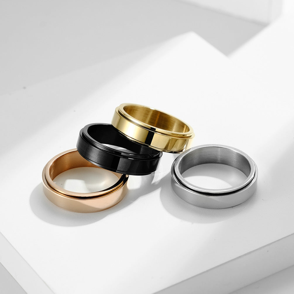 Cold Neutral Wind Genderless Stainless Steel Couple Ring