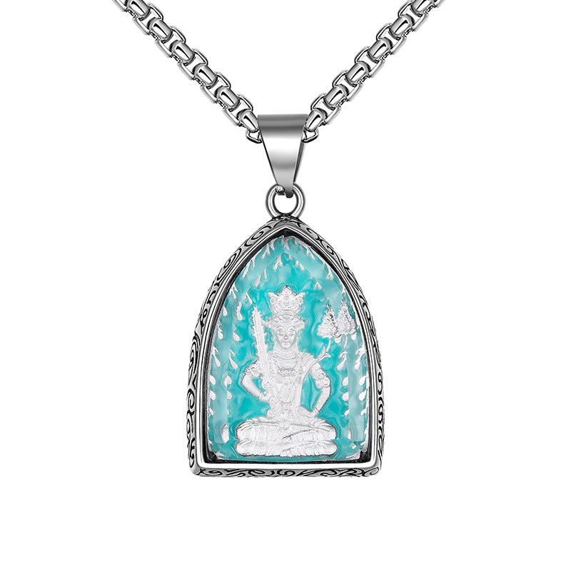 Stainless Steel Necklace – Vintage Zodiac Sign Pendant For Men With Luminous Amulets