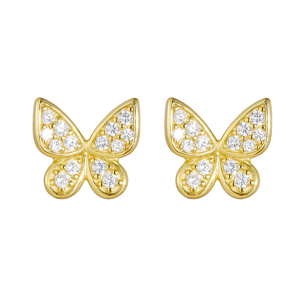 S925 Sterling Silver Butterfly Stud Earrings for Women