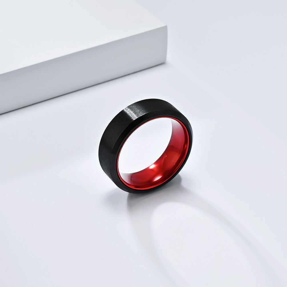 Planderful Matte Titanium Steel Two Tone Ring With Alumina Inlay For Men Everyday Genie Collection
