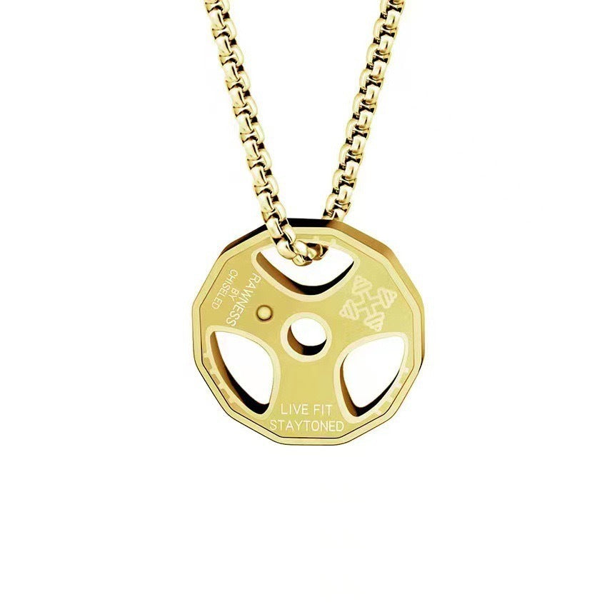 Planderful Dumbbell Pendant Necklace For Men Durable Titanium Steel Fitness Jewelry Gift