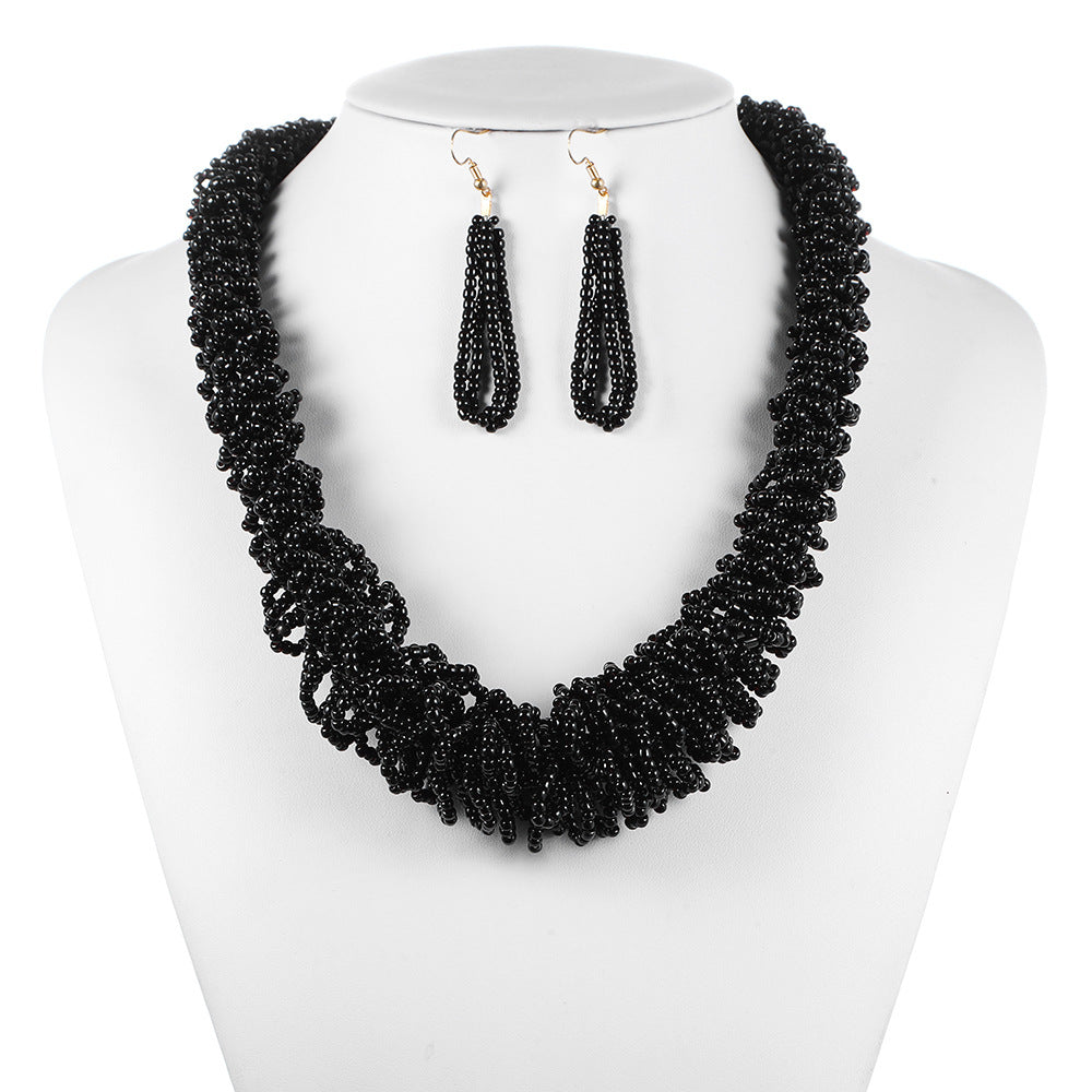 Bohemian Rice Bead Necklace Set with Colorful Accessories from the Savanna Rhythms Collection