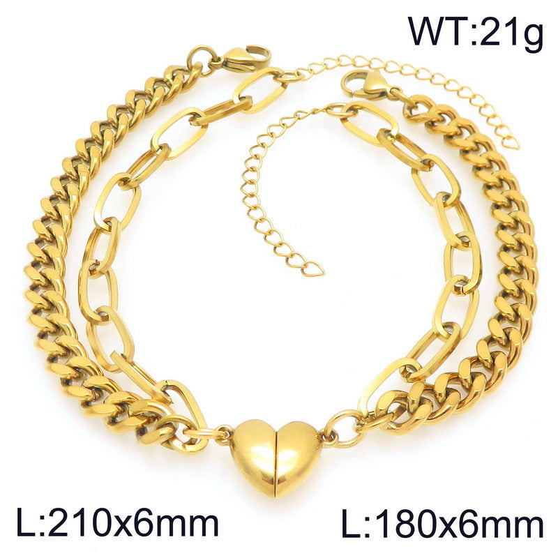 Hip Hop Niche 3.8 Muse Festival Gift Gift – Magnetic Love Titanium Steel Cuban Chain Bracelet