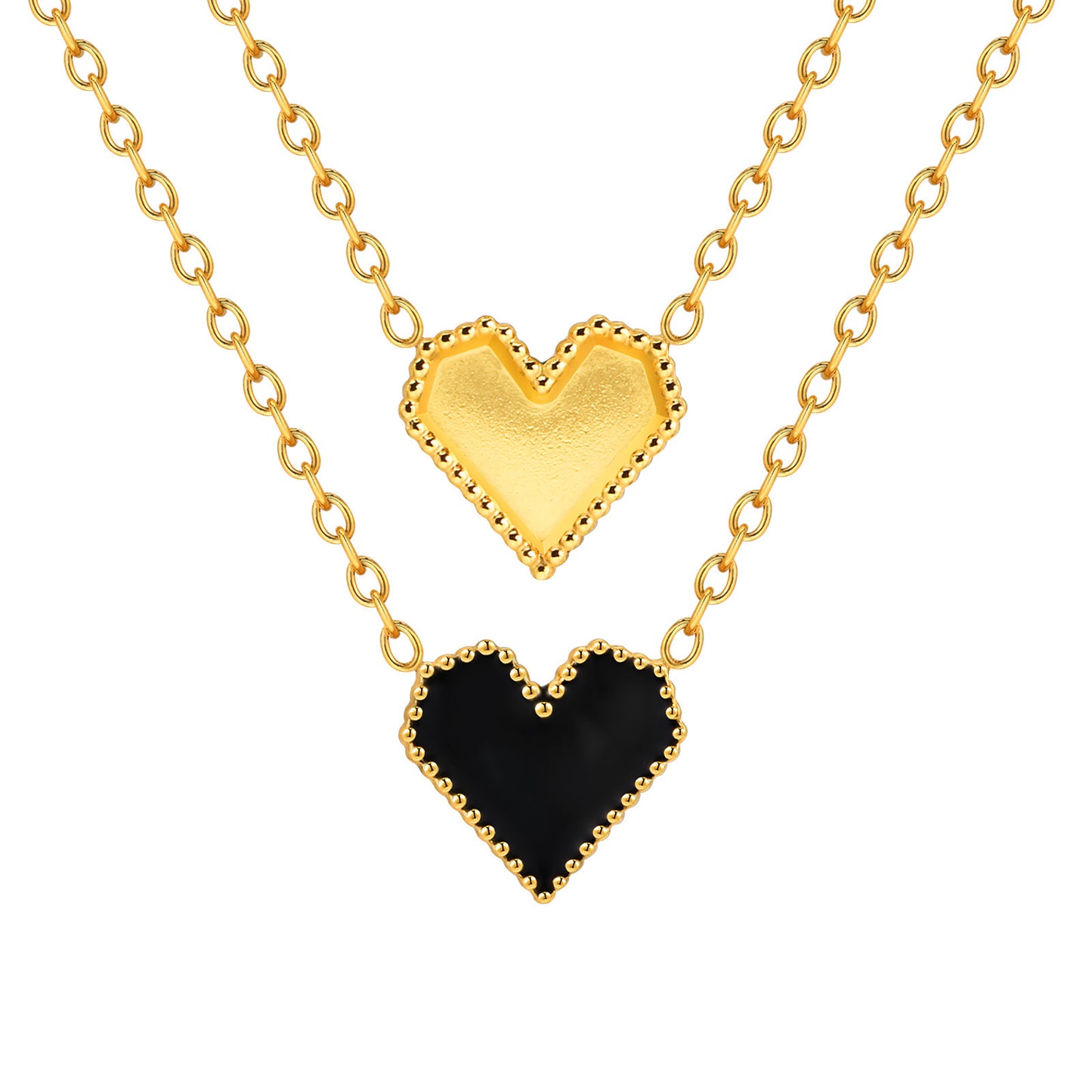 Stainless Steel Vinyl Heart-Shaped Gold Necklace For Women