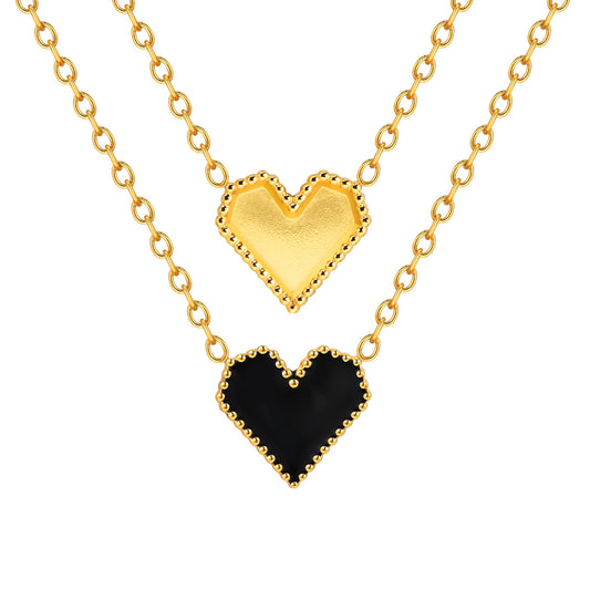 Stainless Steel Vinyl Heart-Shaped Gold Necklace For Women