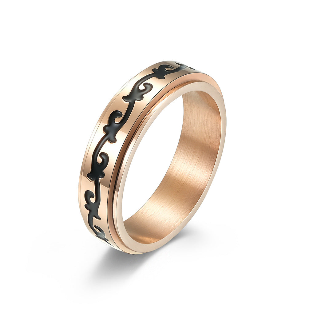 Titanium Steel Ring Unisex Retro Vine Design By Planderful Everyday Genie Gift For Him Or Her